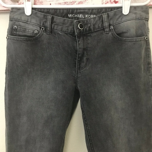 Michael Kors Gray Jeans with Black Lace Pockets - Picture 2 of 6